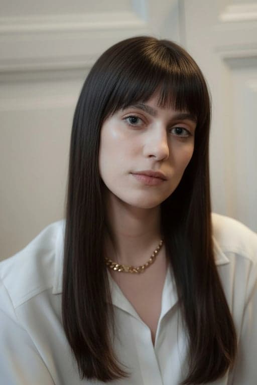 AI long hair filter after transformation - full body portrait with AI long hairstyle