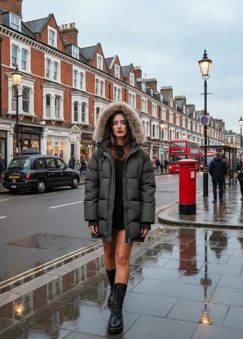 Winter Outfits filter after transformation - portrait wearing trendy street winter outfit