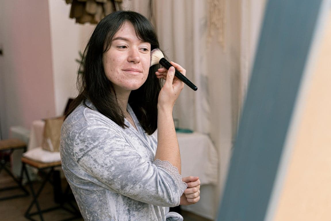 AI blemish remover before photo - influencer photo with minor facial blemishes