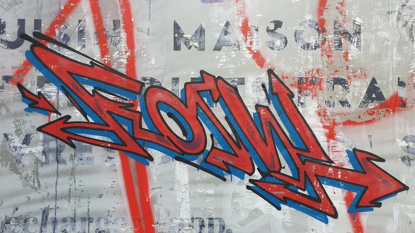 Generate stencil-based graffiti as a conceptual statement rather than ornamentation. Use bold cut shapes, negative space, and high contrast to communicate a clear message or idea, treating the wall as a medium for visual commentary rather than decoration.