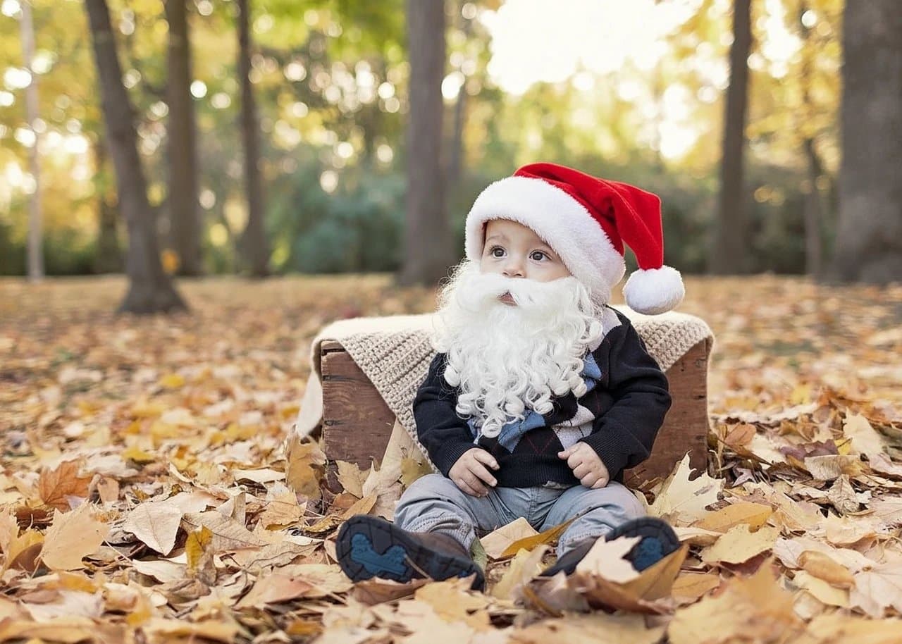 AI Santa hat filter after transformation - outdoor photo with Christmas hat and warm tone