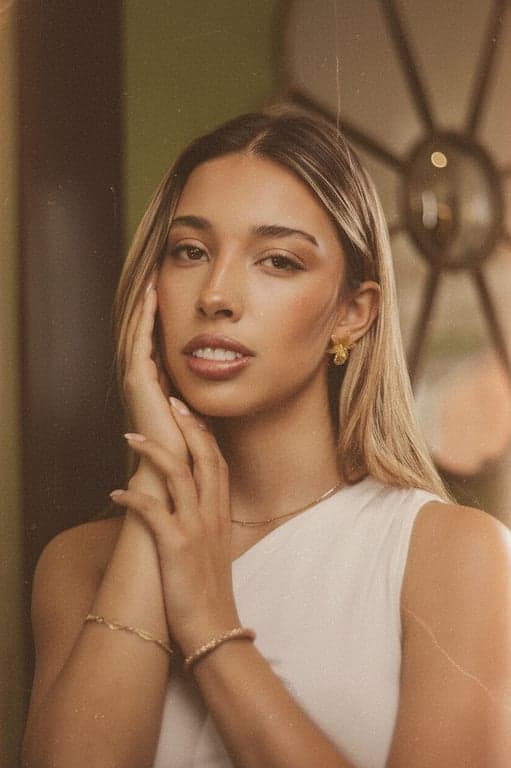 a portrait with a classic Kodachrome film grain simulation, featuring saturated colors, fine grain, and a timeless photographic look