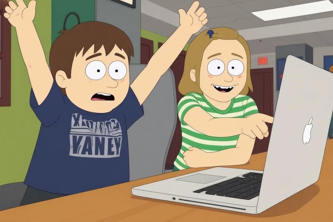 AI South Park character filter after transformation - realistic photo turned into South Park character