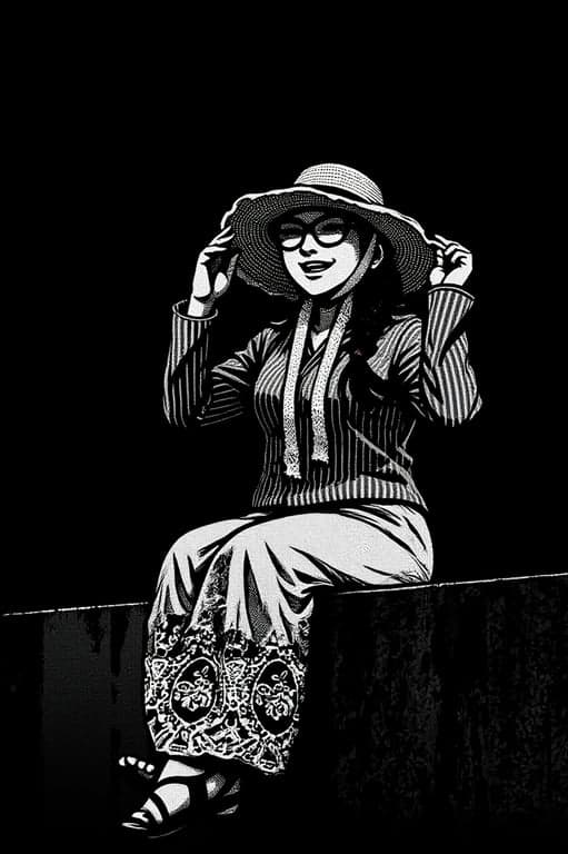 a portrait of a person transformed into a gritty anime illustration with heavy contrast, dramatic lighting, and serious narrative tone