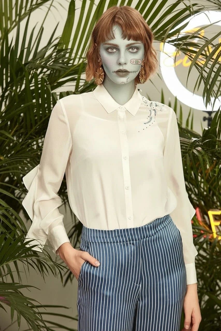 AI zombie filter after transformation - influencer photo with scary AI zombie effect