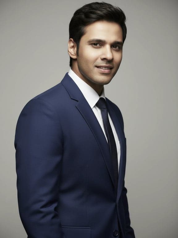 A trustworthy LinkedIn photo of a man, three-quarter angle, glasses glare removed, natural skin tone, slightly desaturated colors for a serious tone, plain backdrop.