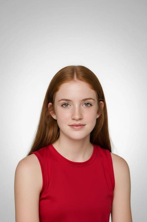 a portrait of a woman, resume photo background edit, clutter removed, replaced with soft gradient, professional retouching, balanced composition.