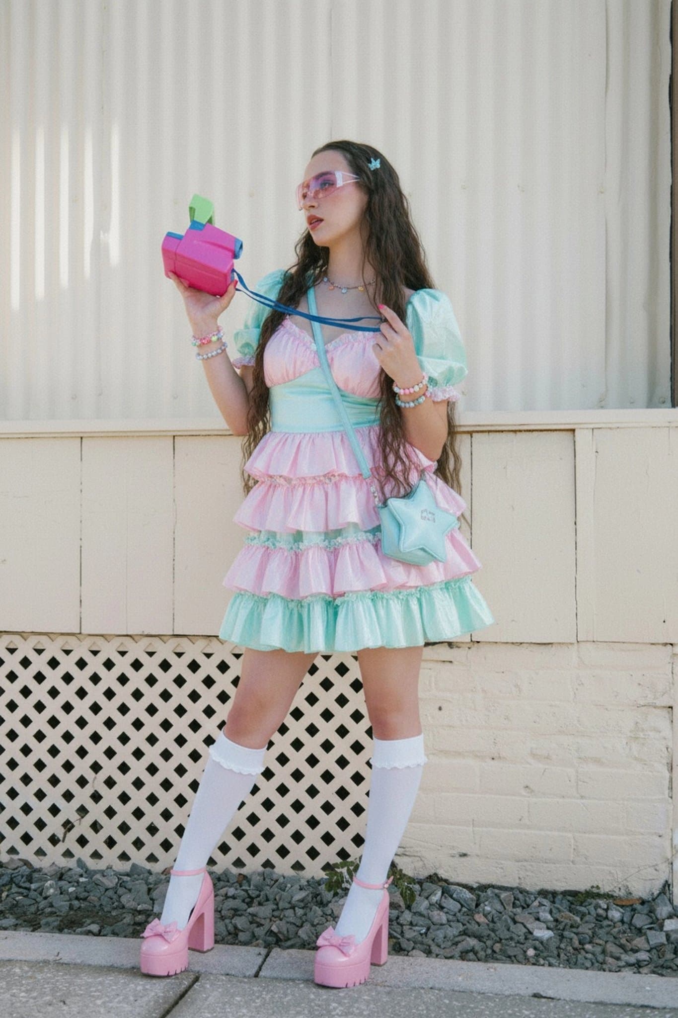 AI Hoshino outfit filter after transformation - outdoor photo with colorful Hoshino style costume