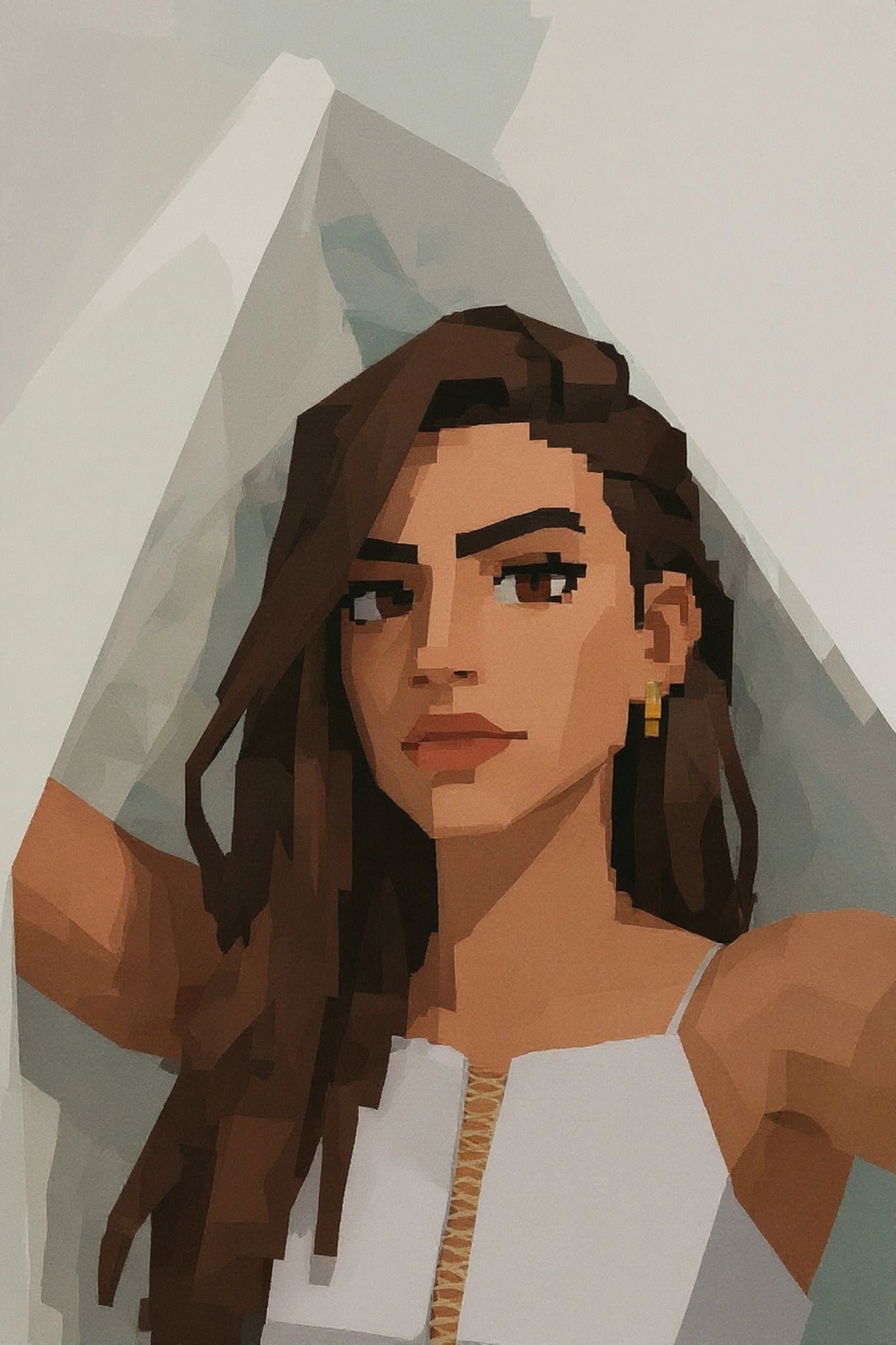 AI PS2 filter after transformation - fashion portrait with vintage console rendering style