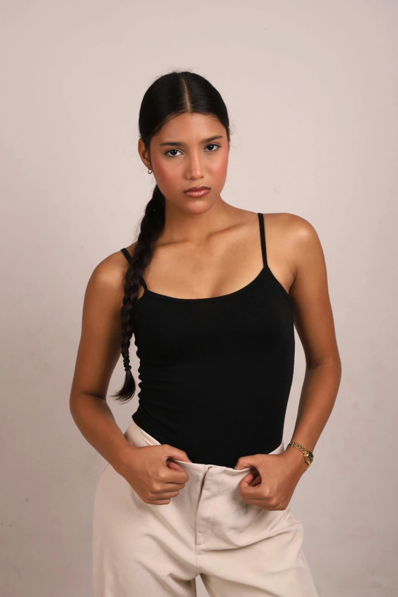 Party Clothes Ladies filter before photo - neutral portrait in simple women’s clothing with any backdrop