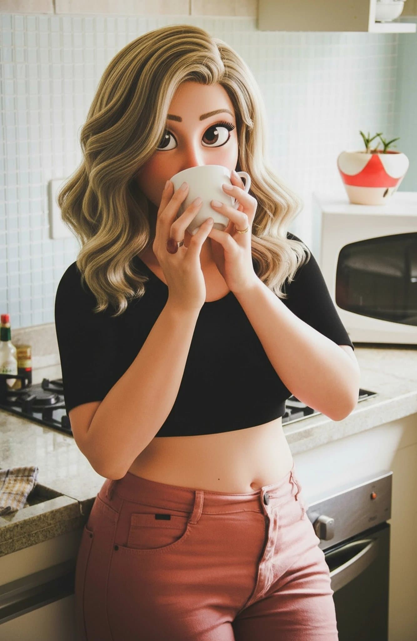 AI photo to 3D model filter after transformation - creative portrait converted into 3D virtual art