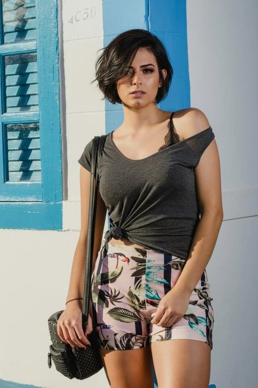 AI shorthair filter after photo - woman portrait with short pixie hair cut