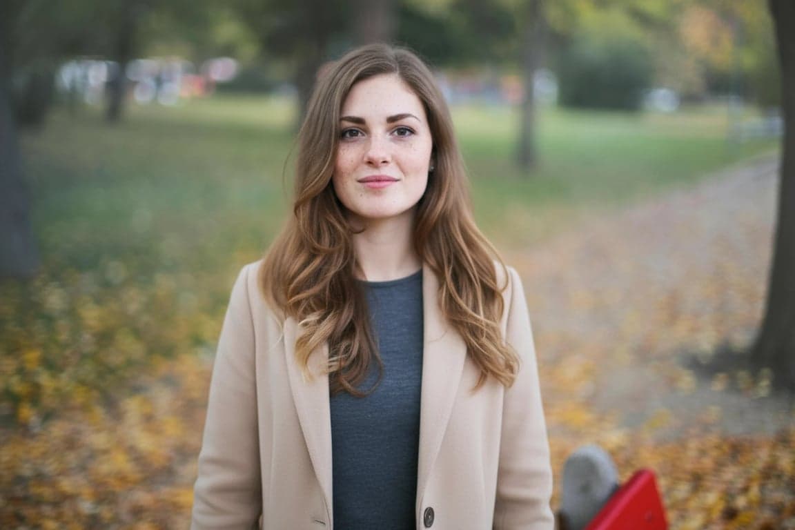 a portrait of a person transformed from a closed or slouched posture into a clear standing pose with relaxed confidence: head upright, shoulders back and down, torso open, hips aligned under shoulders; posture should feel balanced and comfortable; preserve anatomy and proportions; avoid exaggerated height increase; background unchanged