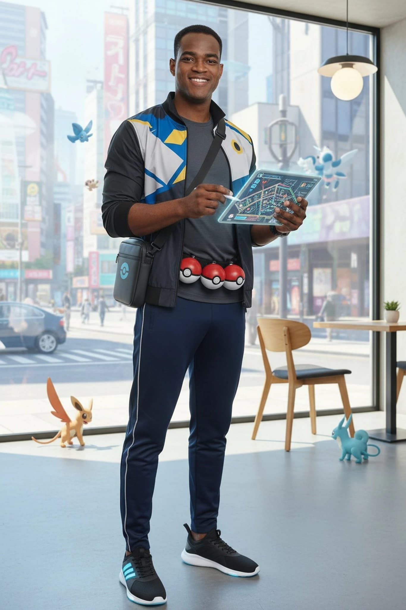 AI Pokémon trainer filter after transformation - outdoor photo turned into animated Pokémon world setting