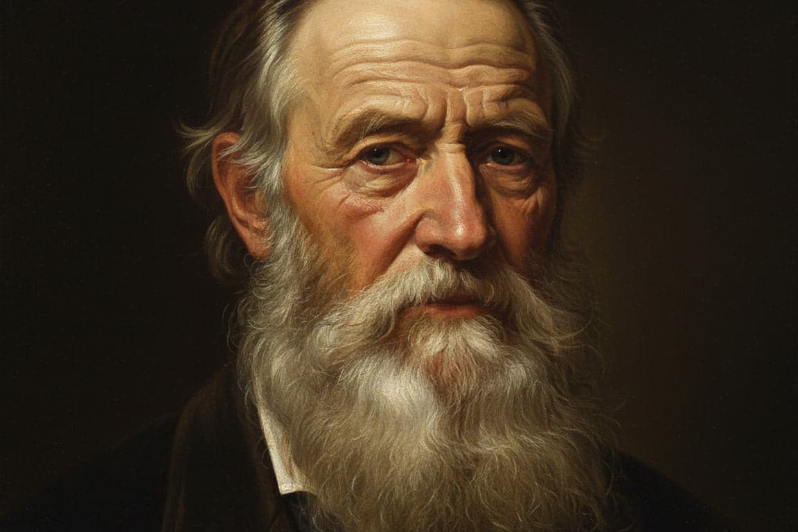 A highly detailed portrait of an older man with wisdom in his eyes, deep wrinkles, and a full grey beard, captured in dramatic Rembrandt lighting, evoking a sense of story.