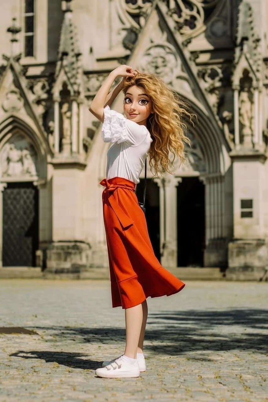 AI photo to 3D model filter after transformation - full body photo recreated as 3D character model