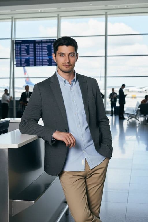 airport outfits filter after transformation - portrait wearing business casual airport outfit suitable for work trips