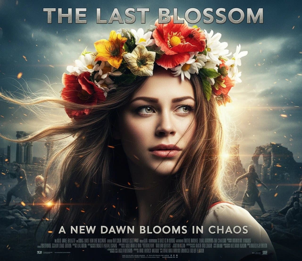 AI movie poster maker after transformation - full body photo transformed into action movie artwork