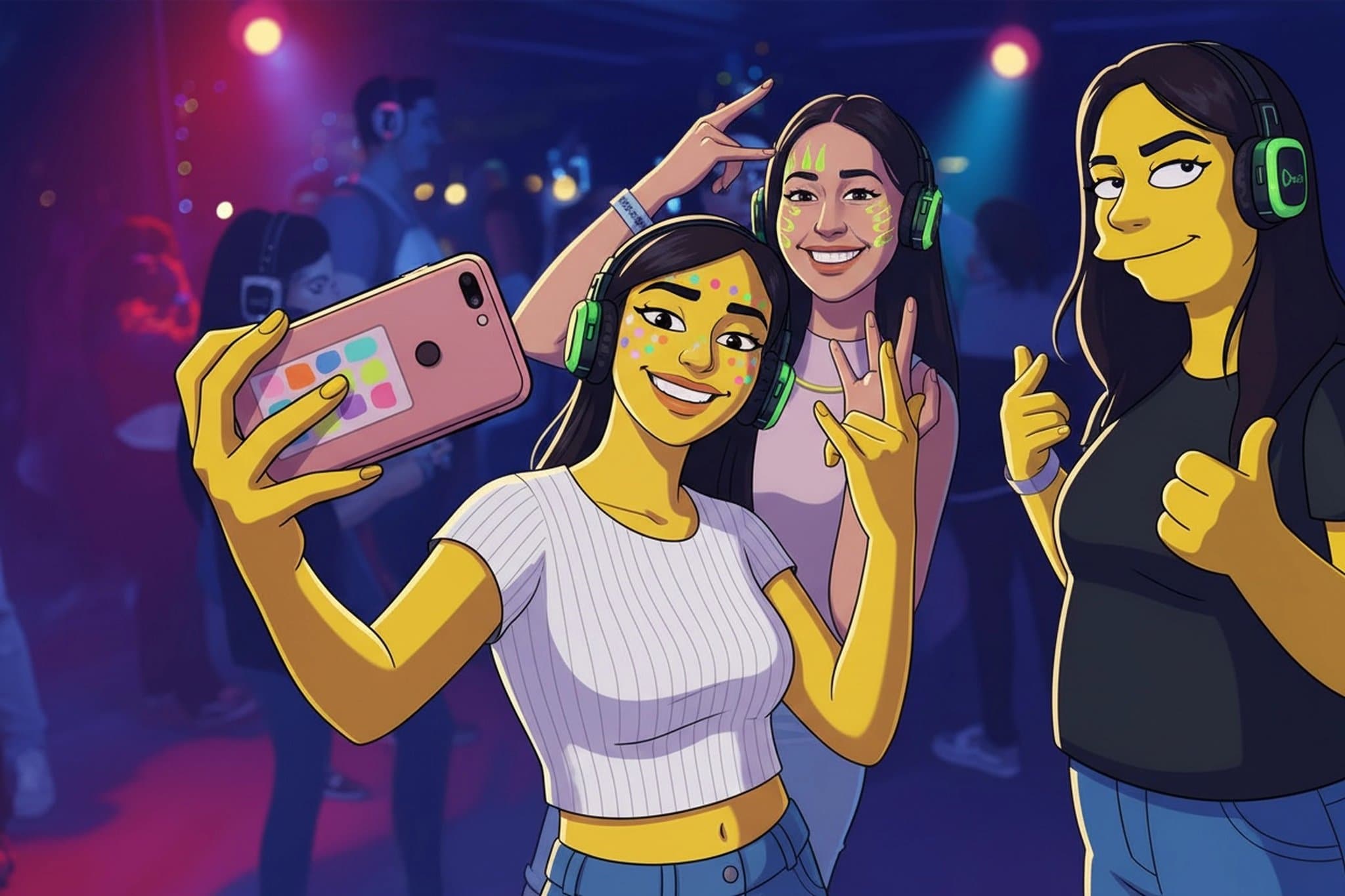 AI funny face filter after transformation - casual portrait with warped and stretched face