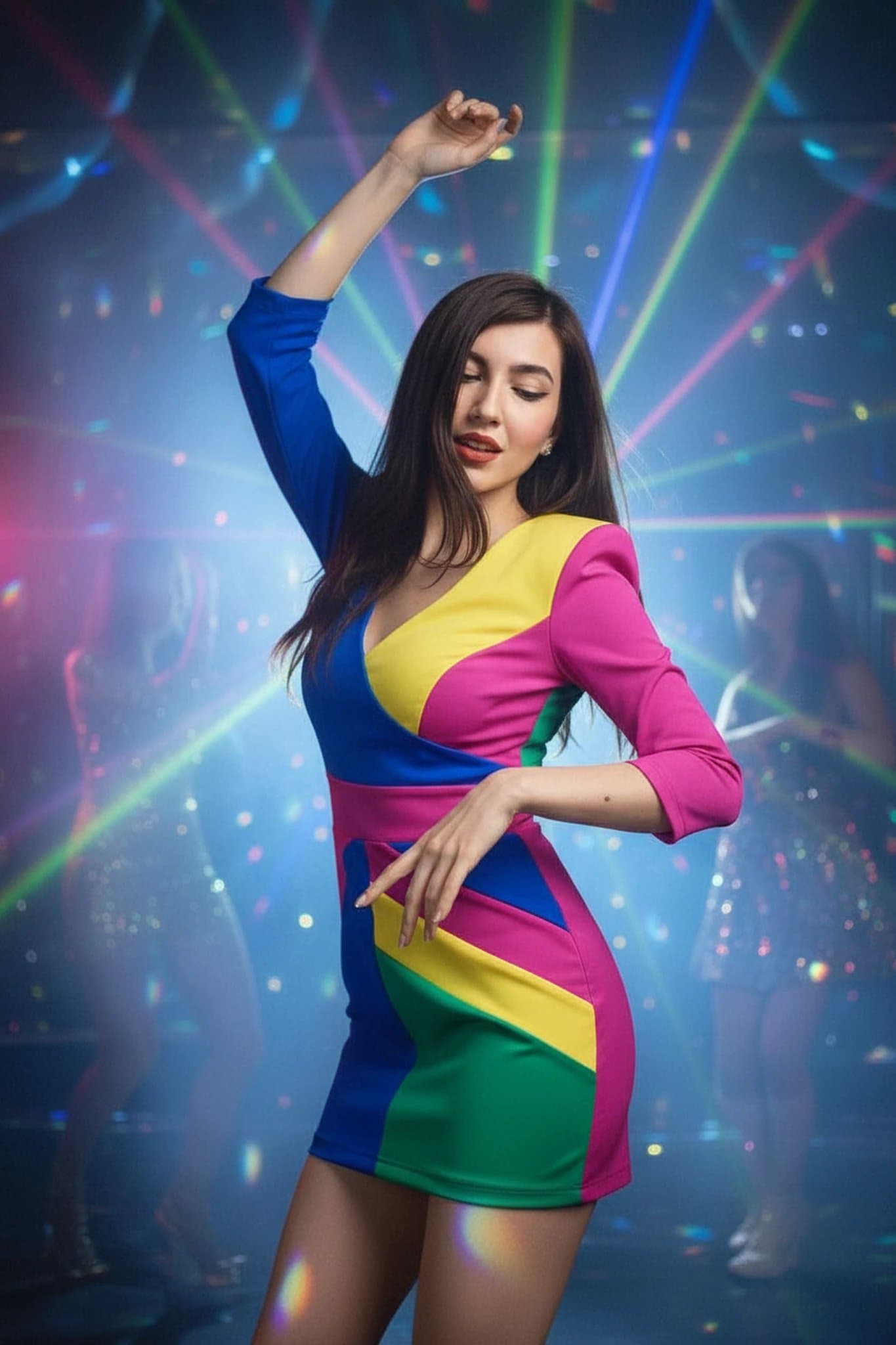 80s Party Outfits filter after transformation - portrait styled in vibrant retro party outfit