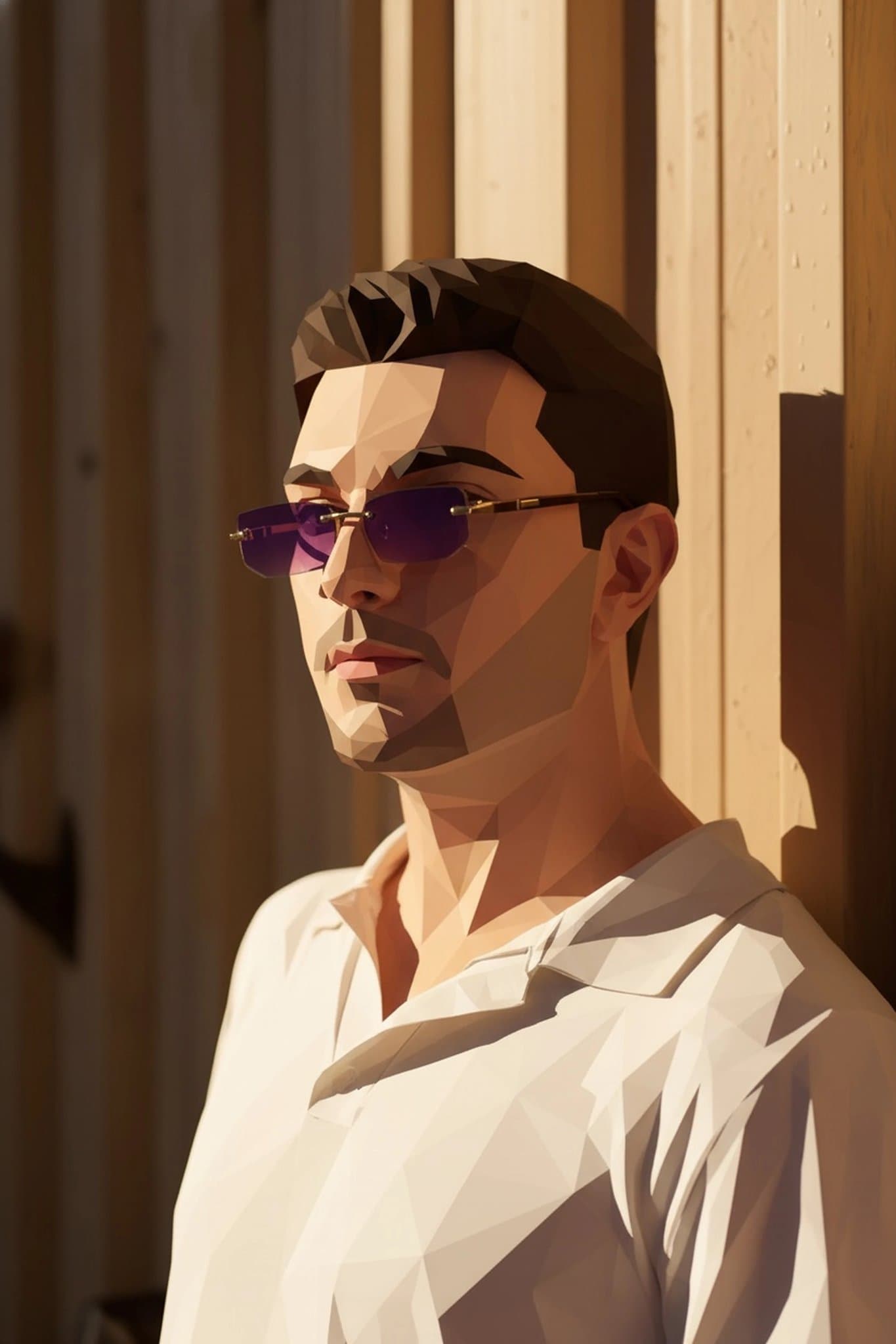 AI PS2 filter after transformation - selfie transformed into low-res PS2 video game artwork