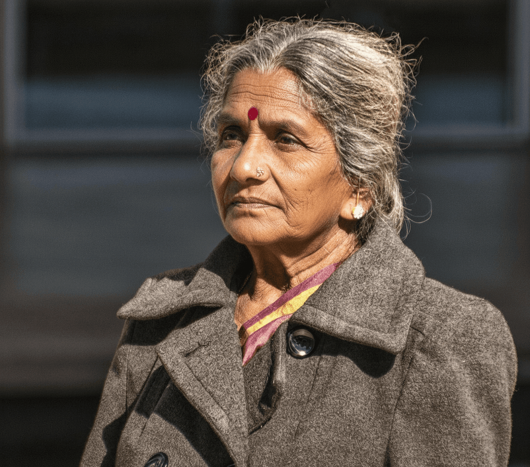 AI wrinkle remover filter after transformation - close up face with wrinkles removed