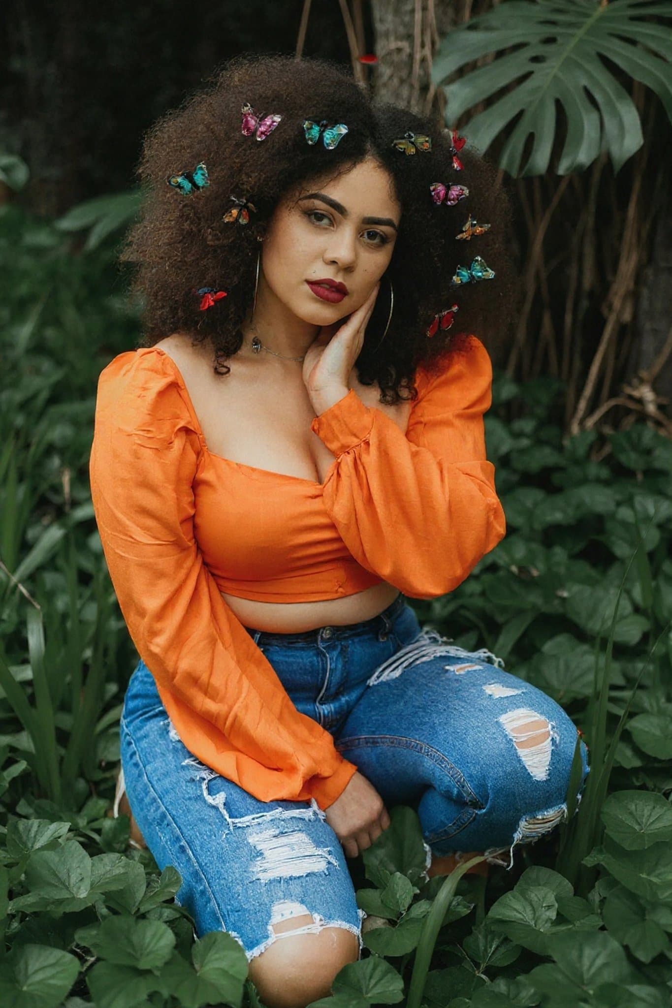 AI unpixelate image filter after transformation - fashion portrait rendered with smooth restored texture