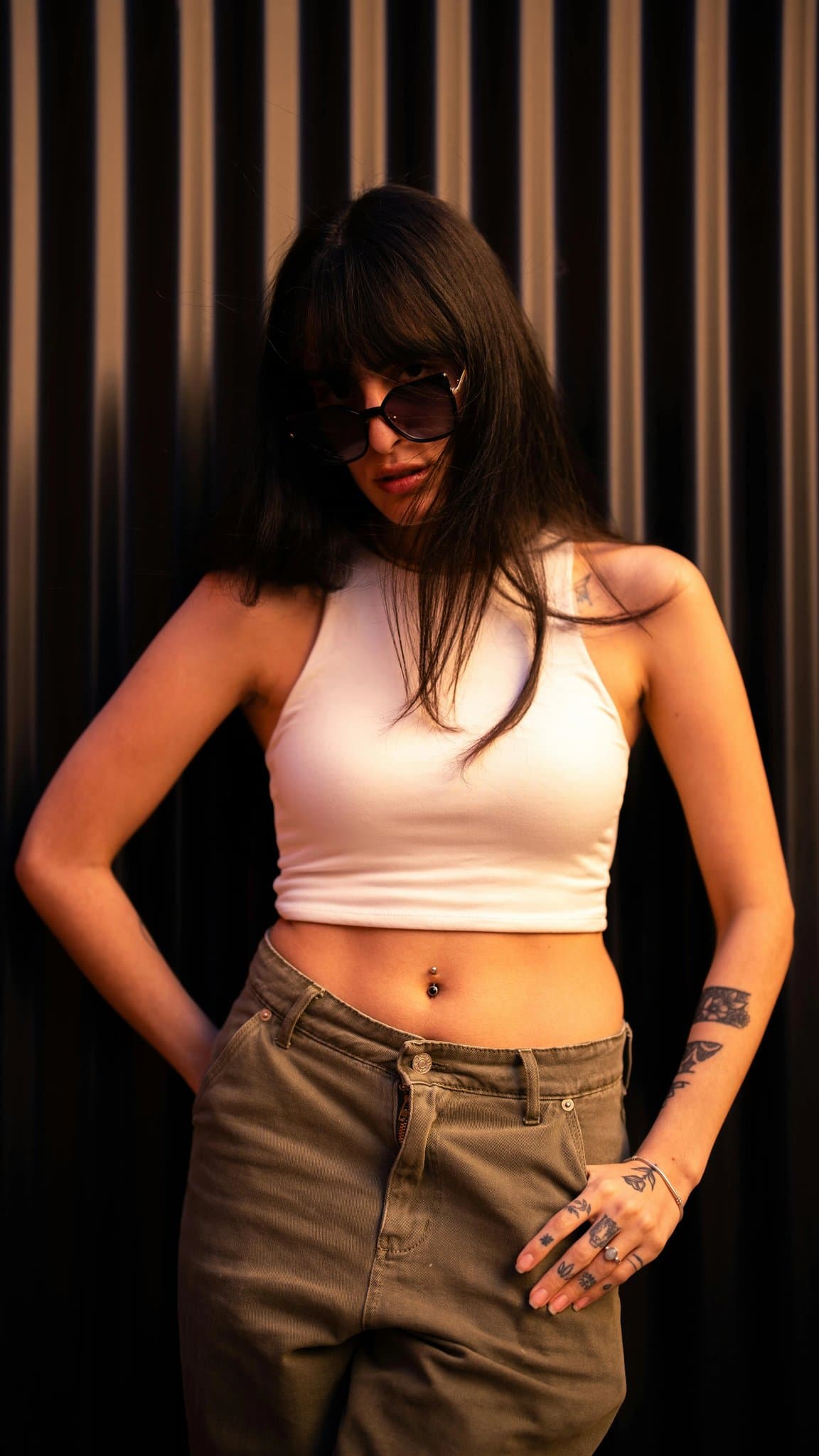 Red Carpet Dresses filter before photo - natural portrait in mixed casual pieces with indoor or outdoor setting