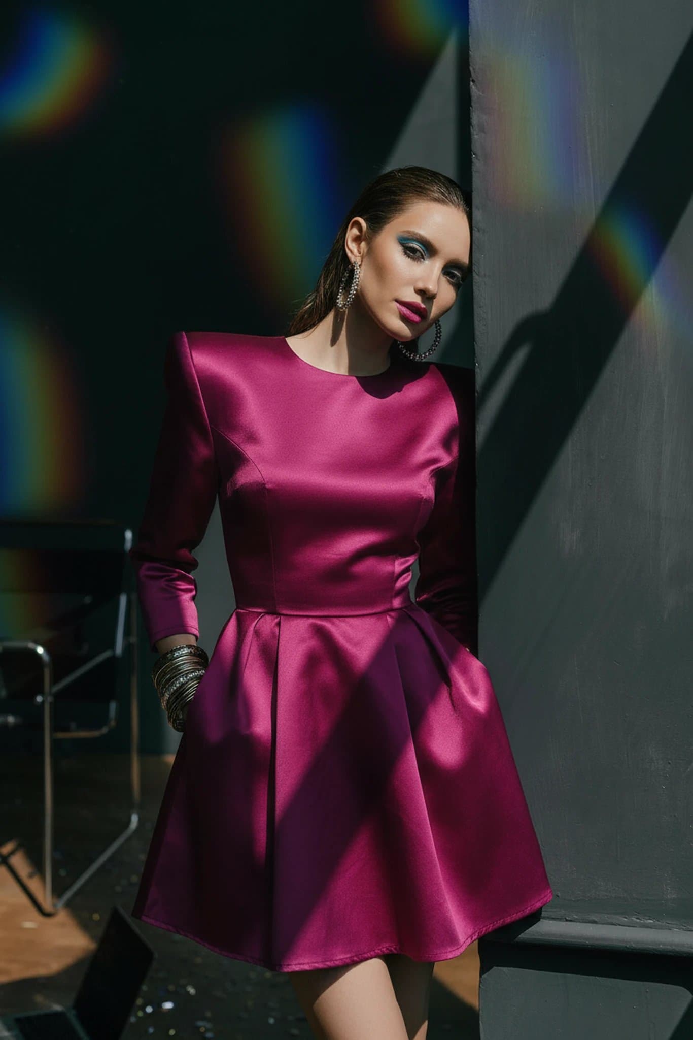 80s Party Outfits filter after transformation - portrait styled in glamorous 1980s party look