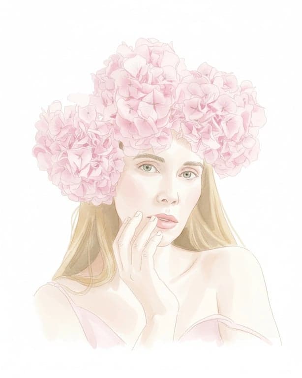 photo to watercolor after pic - delicate watercolor painting of person wearing flower crown
