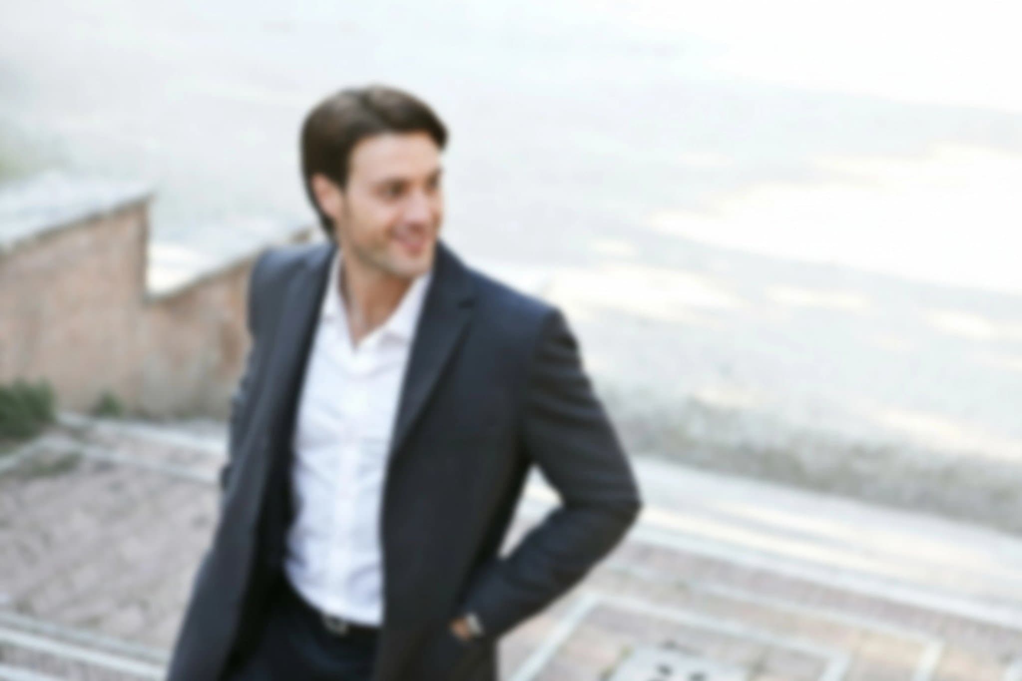 AI blur image filter after transformation - influencer photo with cinematic bokeh blur