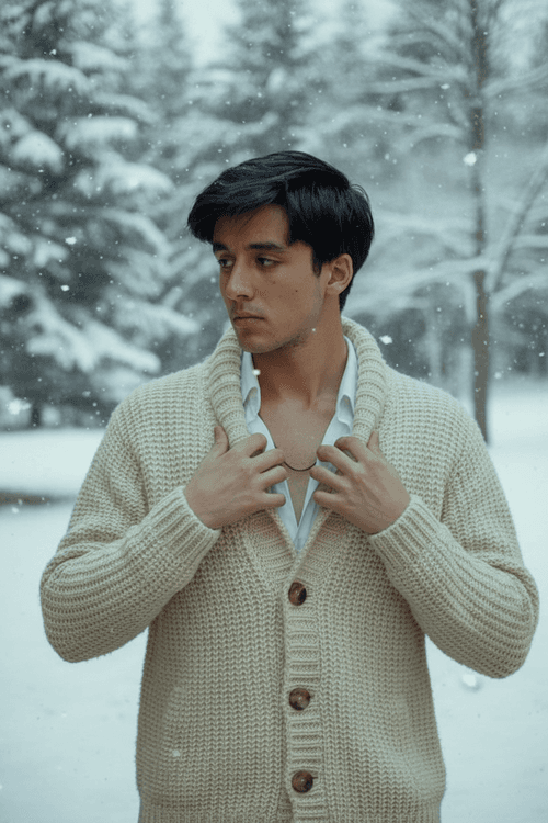 Winter Outfits filter after transformation - portrait wearing cozy knitwear outfit