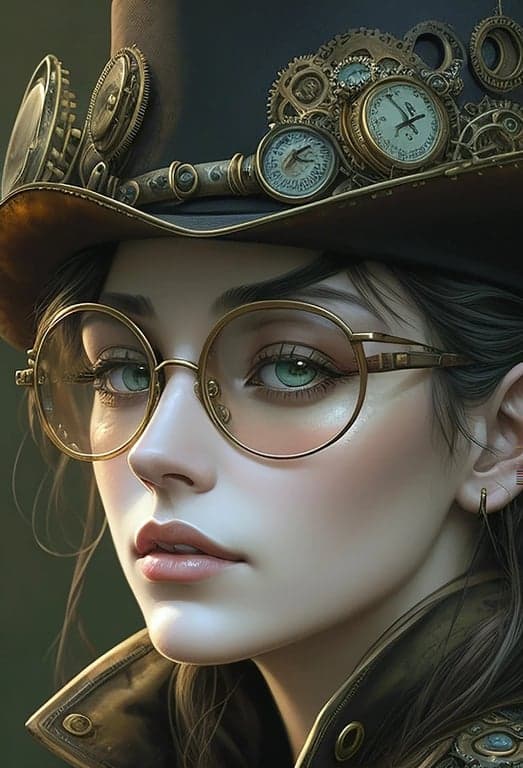 ai remove glasses from photo before photo - portrait of a woman wearing round eyeglasses