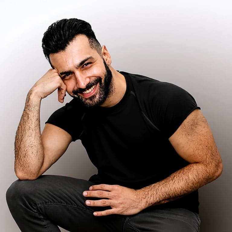 a portrait of a man with exposure correction, brightening shadows and adjusting contrast for a balanced and dynamic image