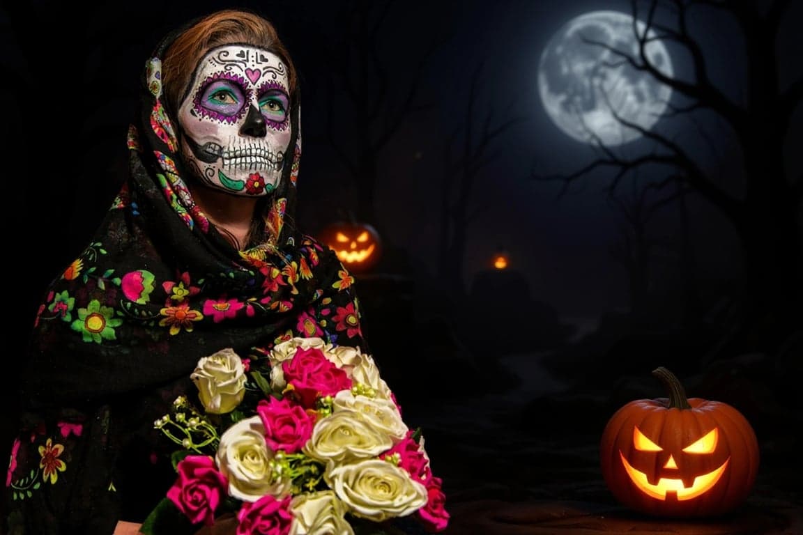 ai Halloween background after pic-Halloween cosplay with Halloween background