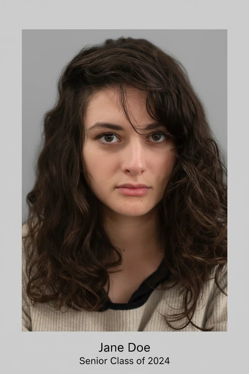 AI generated yearbook filter after transformation - fashion portrait with soft film grain and faded color