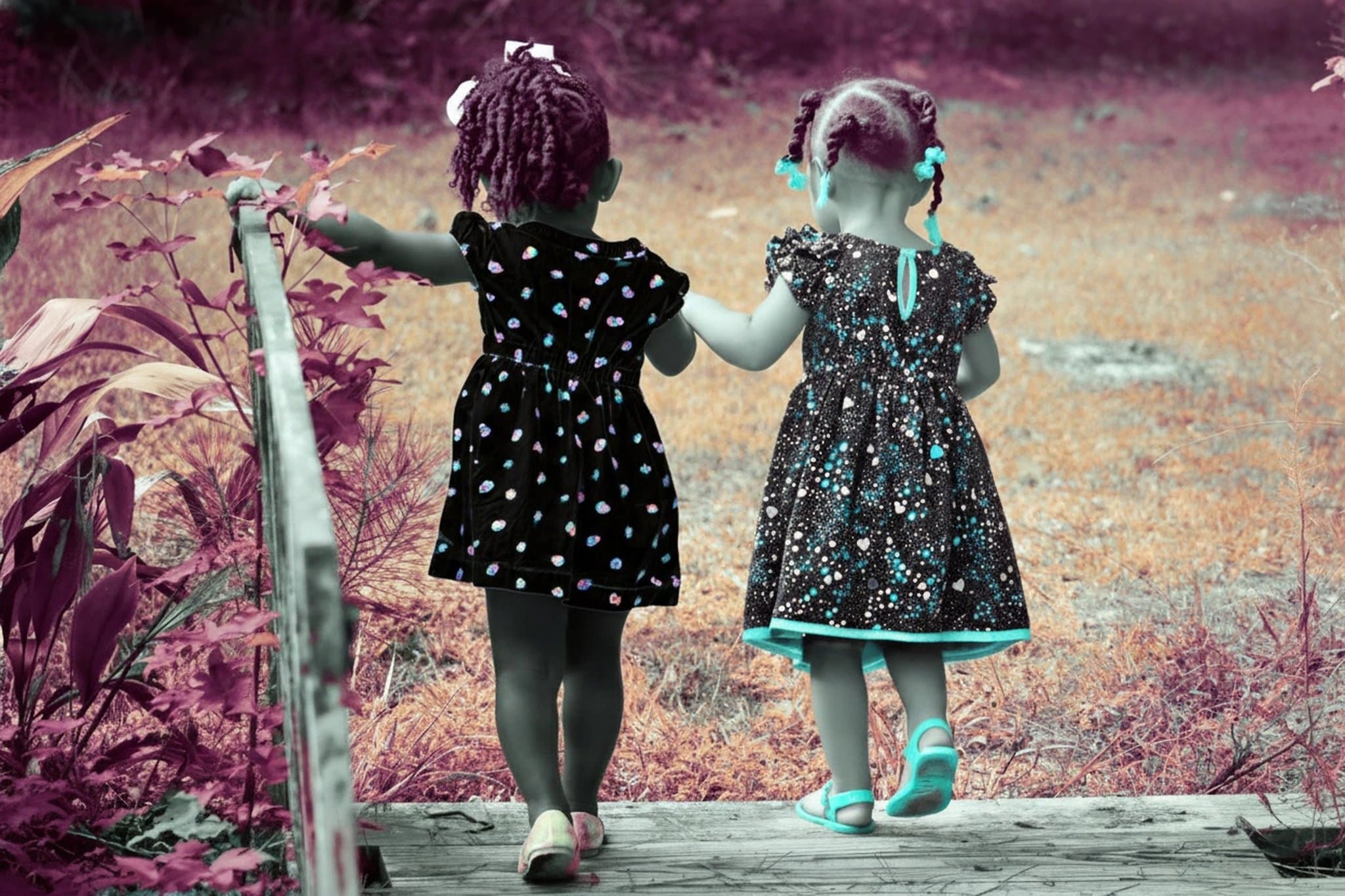 AI color inverter after transformation - fashion portrait transformed with surreal negative tones