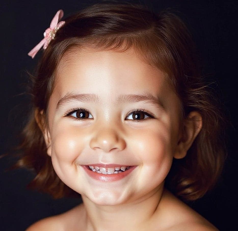 AI baby filter after transformation - casual portrait with cute childlike face