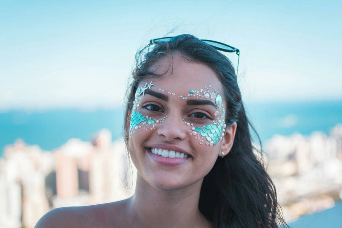 AI Mermaid filter after pic - natural mermaid face paint for party look