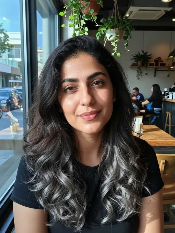 Apply a subtle ash-grey balaya...