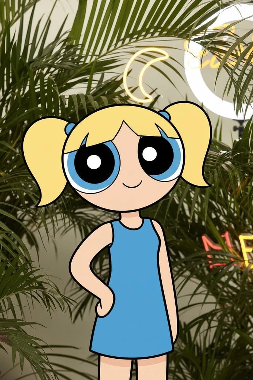 AI Powerpuff yourself filter after transformation - creative photo with AI generated Powerpuff art