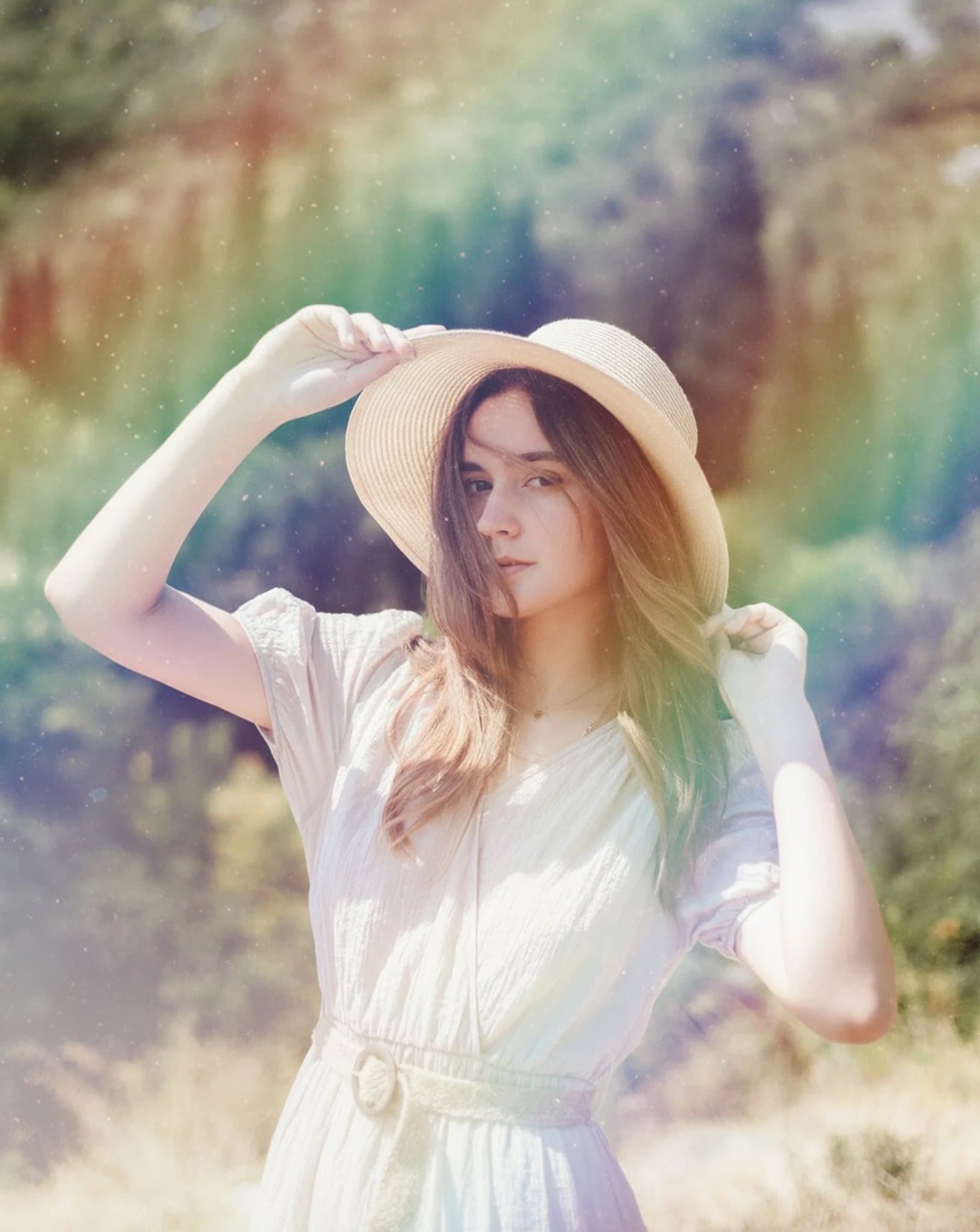 AI rainbow air filter after transformation - studio photo enhanced with radiant rainbow glow