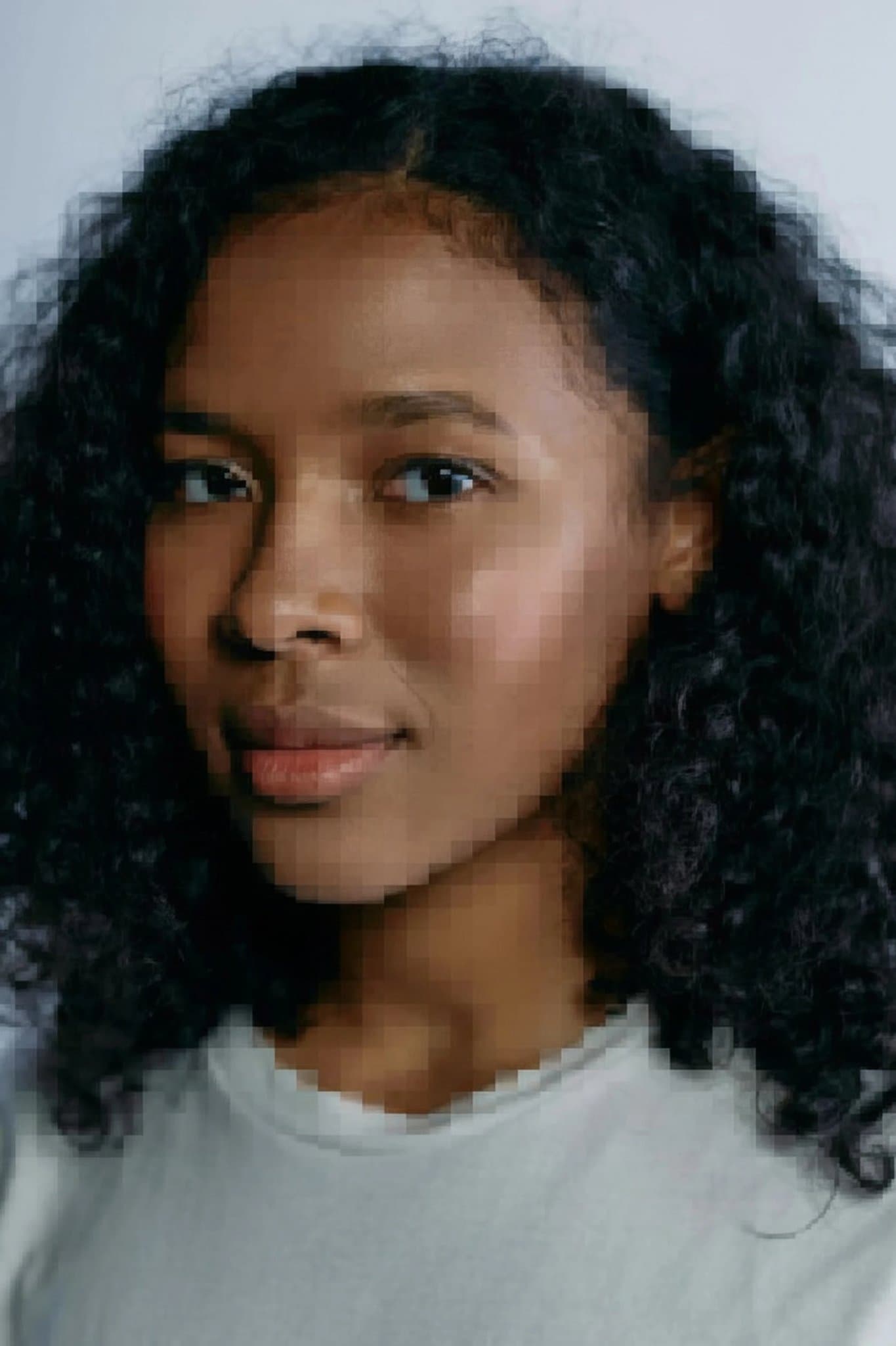 AI unpixelate image filter before photo - casual portrait before AI depixelation applied