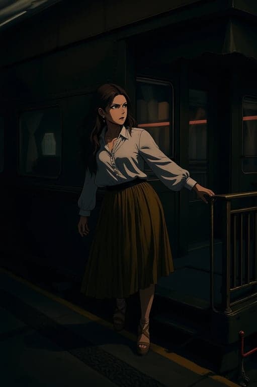 a portrait of a person illustrated in a dark dramatic anime style inspired by Attack on Titan, highlighting sharp features, muted palette, and heavy atmosphere