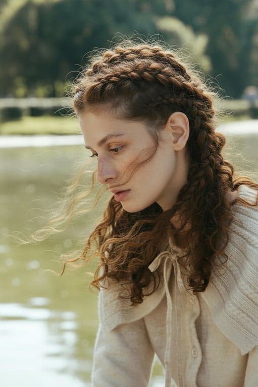 create a braided hairstyle that has a mix of tight, clean sections and loose, flowing pieces, balancing structure with organic movement for an effortless yet polished look