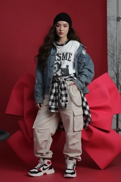 Streetwear Outfits filter after transformation - portrait wearing layered streetwear outfit