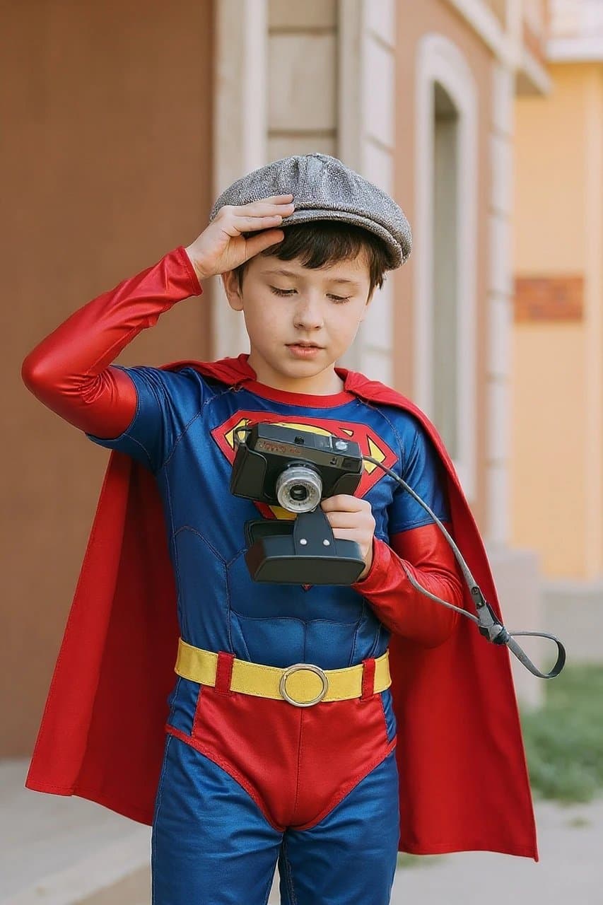 AI superhero generator after transformation - portrait with AI generated superhero costume and mask